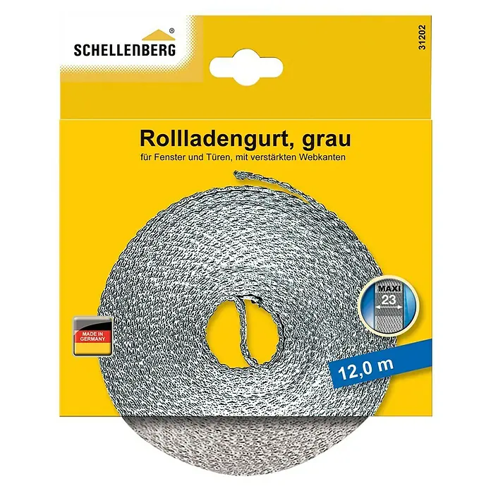 Schellenberg Rollladengurt Maxi - Grau, Länge: 12 m, Gurtbreite: 23 mm - Vorderansicht