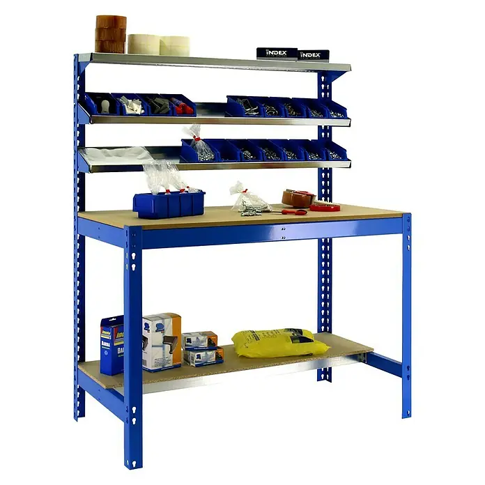 Simonrack Simonwork Werkbank BT-1 900 - L x B x H: 91 x 61 x 144,5 cm, Anzahl Schubladen: 0 Stk., Blau - Ansicht von oben