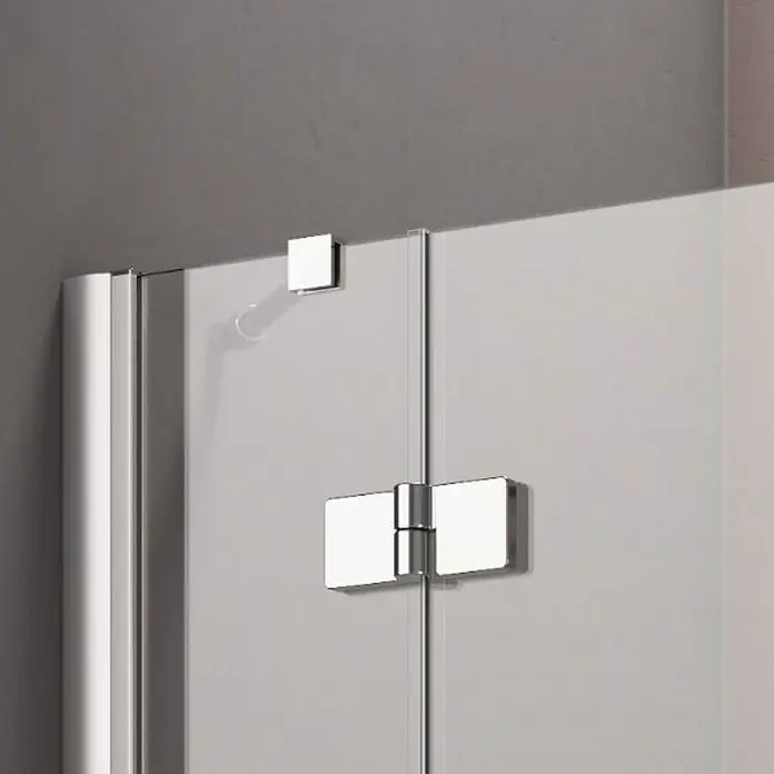 GEO Hit Eckdusche B-E310 - 100 x 90 x 202,2 cm, Beschichtet, Stärke: 6 mm, Silber - Vorderansicht