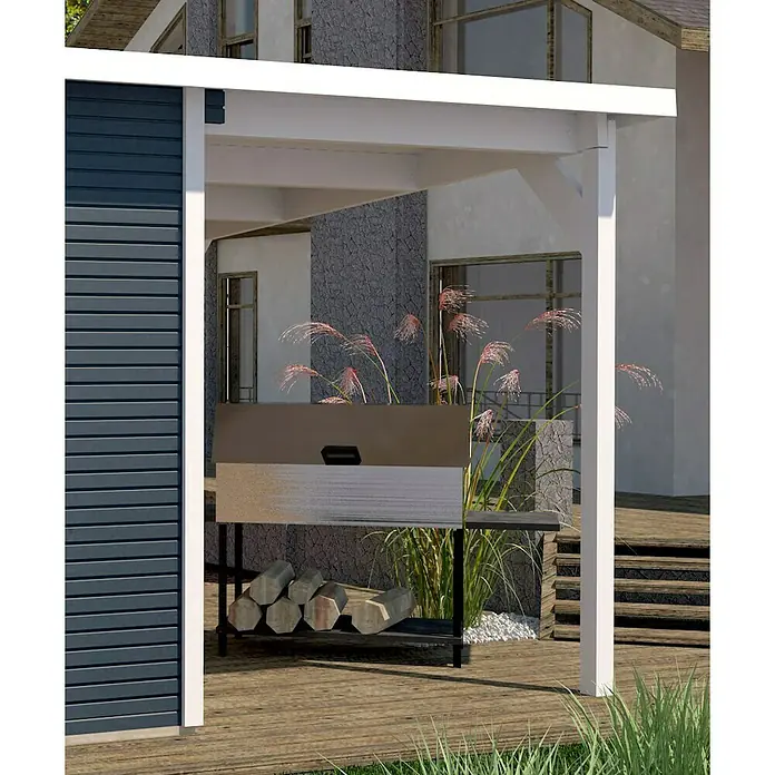 Weka Gerätehaus-Anbau - 162 cm, 286 cm, Holz, Weiß, Passend für: Weka Gartenhaus wekaLine Gr. 1 & Gr. 2 - Linke Seitenansicht