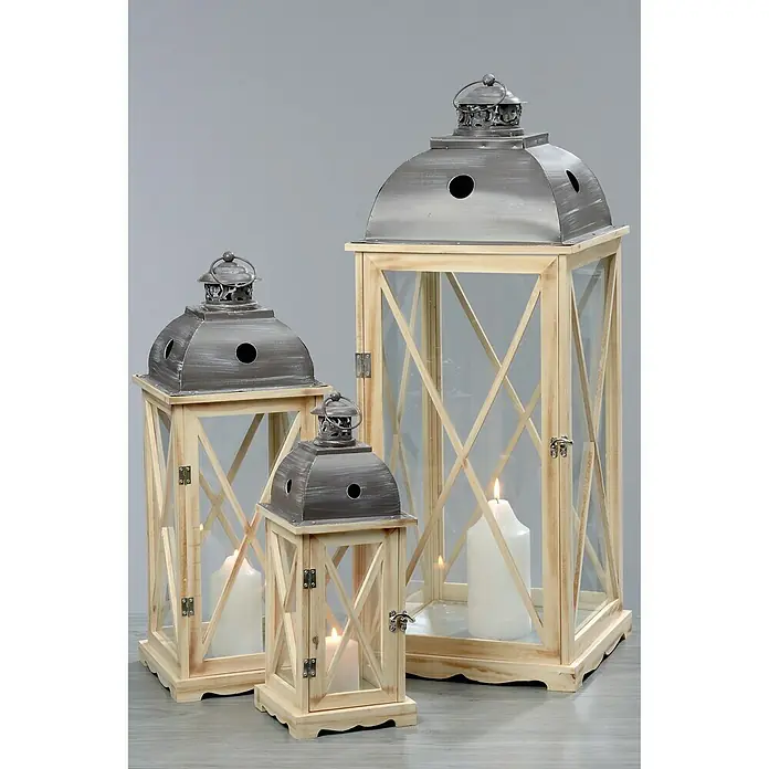 Boltze Holz-Laterne Bristol - L x B x H: 31 x 31 x 82 cm, Kiefer