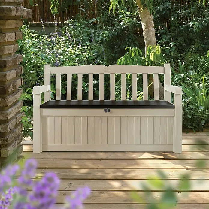 Keter Banco de jardín Eden - L x An x Al: 140 x 60 x 84 cm, Plástico, Beige/Marrón espresso