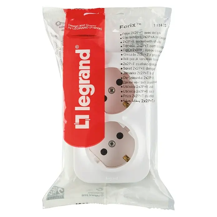 Legrand Steckdose - Weiß, 2-fach, Kunststoff, IP21, Aufputz