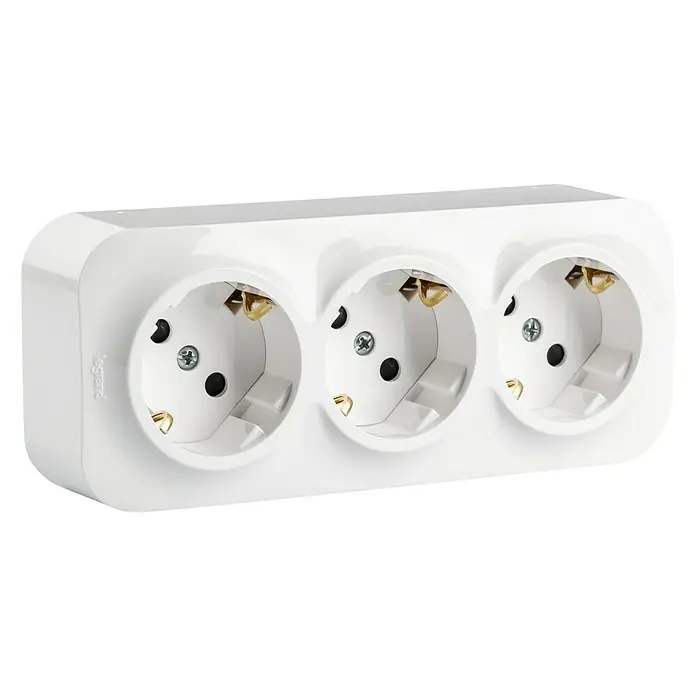 Legrand Steckdose - Weiß, 3-fach, Kunststoff, IP20, Aufputz