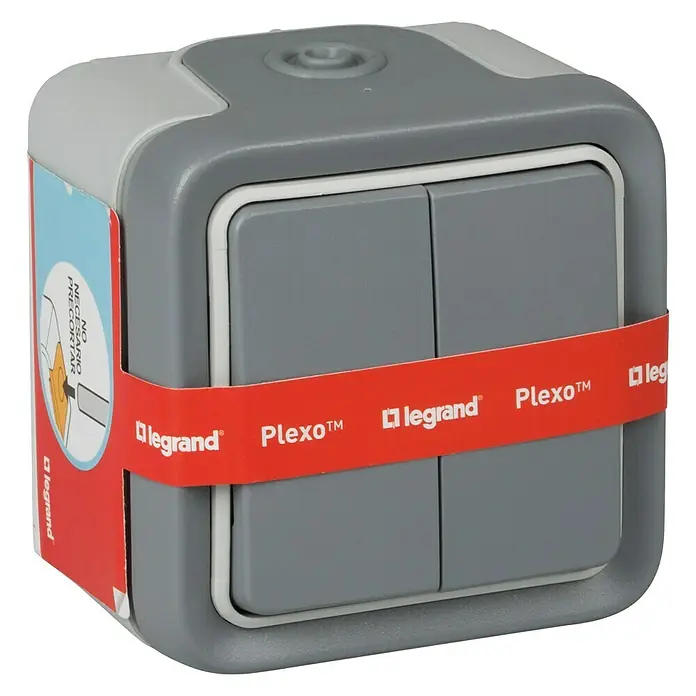 Legrand Interruptor/Conmutador doble Plexo - Gris, Montaje en la pared, IP55