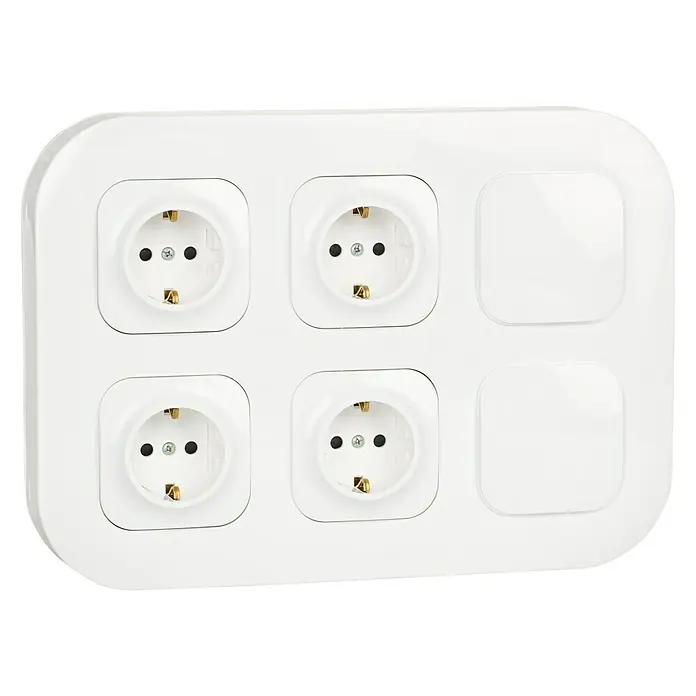 Legrand Enchufe cuádruple Forix - Blanco, Plástico, IP20, Montaje en la pared