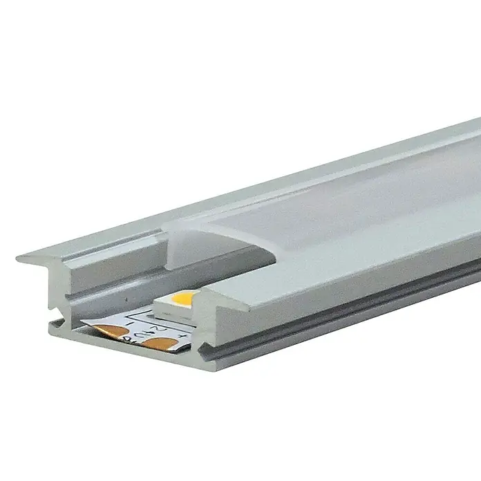 Alverlamp Perfil aluminio empotrado con difusor - L x An x Al: 2 m x 2,2 cm x 0,6 cm, Aluminio