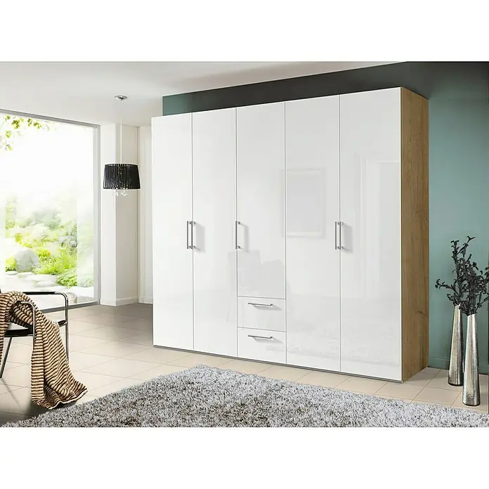 Express Möbel Kleiderschrank Brooklyn - L x B x H: 58 x 250 x 216 cm, Riviera Eiche/Weiß, Ohne Spiegel, Lackiert, Anzahl Schubladen: 2 Stk. - Stimmungsaufnahme