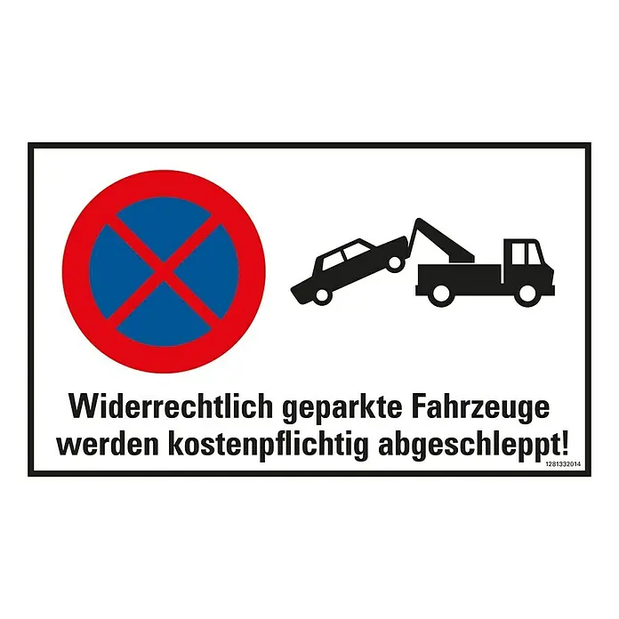 Pickup Hinweisschild - L x B: 33 x 20 cm, Widerrechtlich geparkte Fahrzeuge werden abgeschleppt, Selbstklebend