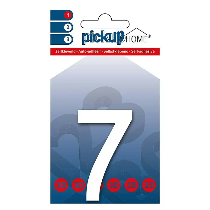 Pickup 3D Home Kućni broj Rio - Visina: 6 cm, Motiv: 7, Bijele boje, Plastika, Samoljepljivo