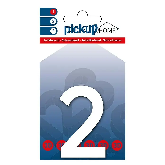Pickup 3D Home Kućni broj Rio - Visina: 6 cm, Motiv: 2, Bijele boje, Plastika, Samoljepljivo