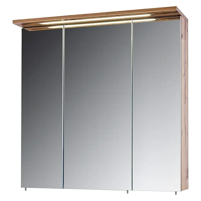 Schildmeyer LED-Spiegelschrank 700.1 Profil 1 - 70,5 x 72,5 cm, Mit Beleuchtung, Spanplatte, Silberfichte - Rechte Seitenansicht