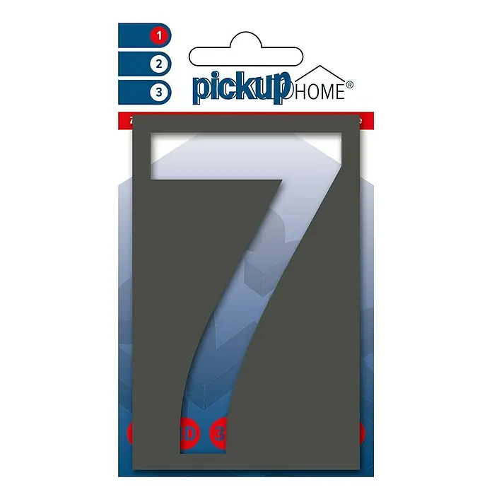 Pickup 3D Home Huisnummer - Hoogte: 10 cm, Motief: 7, Grijs, Kunststof, Zelfklevend