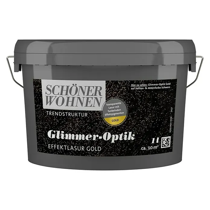 SCHÖNER WOHNEN-Farbe Trendstruktur Effektlasur - Glimmer-Optik, Gold, Transparent, 1 l, Transparent - Vorderansicht