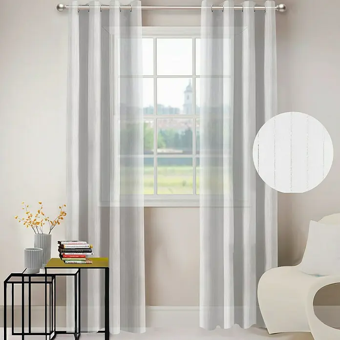 Visillo para ventana Bambou - 140 x 250 cm, 100% poliéster, Blanco