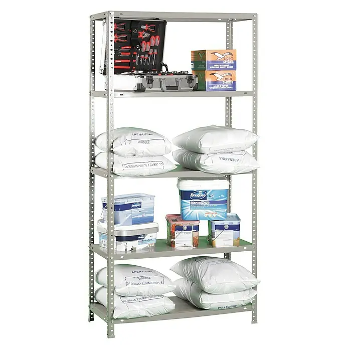 Simonrack Simonclassic Estantería metálica 5/400 - L x An x Al: 40 x 90 x 180 cm, Capacidad de carga: 75 kg/balda, Número de baldas: 5 ud., Atornillado, Plateado