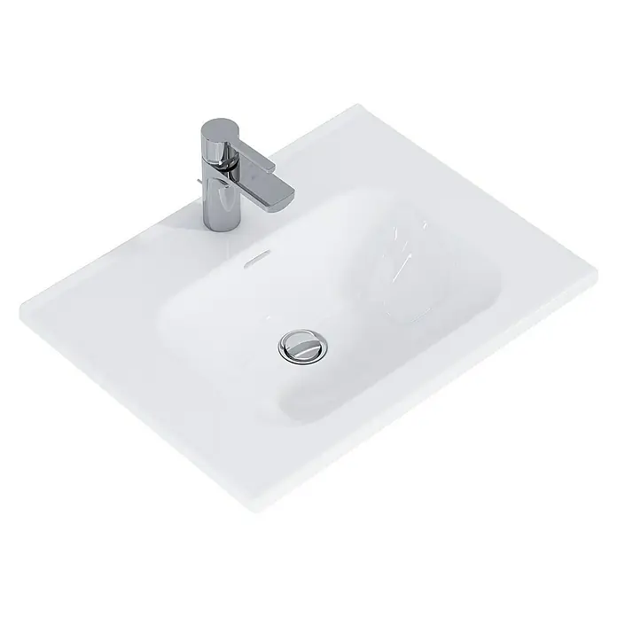 Waschtisch Ambio Piazza - 61 x 47 cm, Hahnloch: Mitte, Mit Überlauf