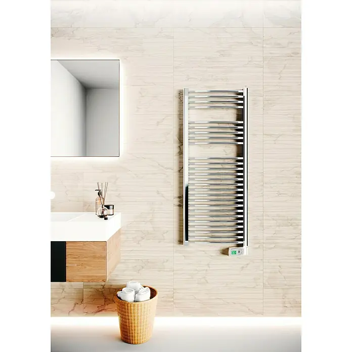 Rointe Radiador toallero eléctrico Sygma - An x Al: 50 x 90 cm, 300 W, Cromo, Display LC