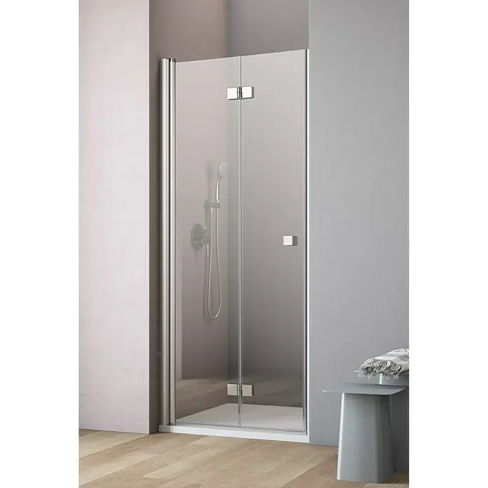 GEO Hit Nischendusche B-N400 - 90 x 202,2 cm, Beschichtet, DIN Anschlag: Links, Stärke: 6 mm, Silber - Vorderansicht