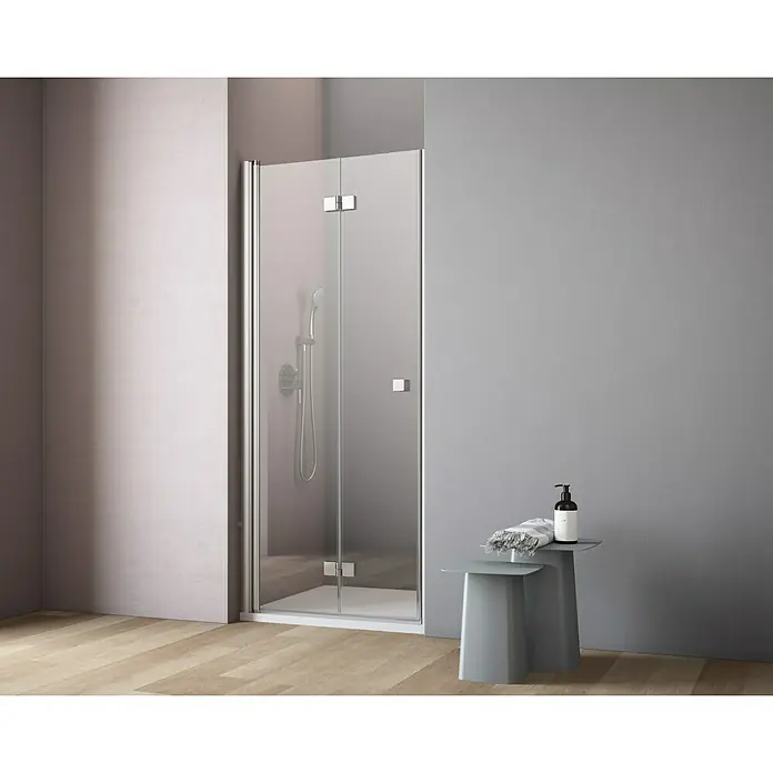GEO Hit Nischendusche B-N400 - 90 x 202,2 cm, Beschichtet, DIN Anschlag: Links, Stärke: 6 mm, Silber - Vorderansicht