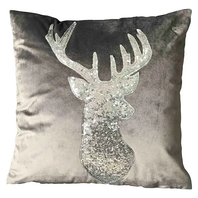 Samtkissen - Grau, 45 x 45 cm, Material Bezug: 85 % Polyester, 15 % PET