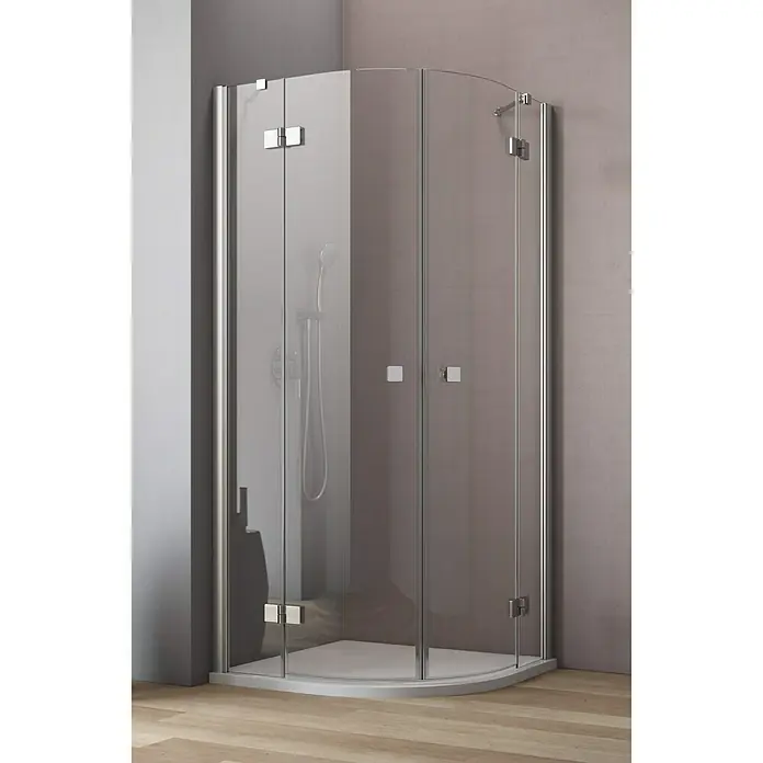 GEO Hit Runddusche B-R300 - 100 x 90 x 200 cm, Unbeschichtet, Radius: 500 mm, Stärke: 6 mm, Silber - Vorderansicht
