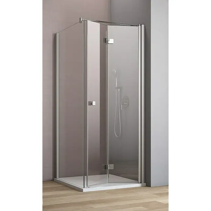 GEO Hit Eckdusche B-F400 - 80 x 100 x 202,2 cm, Unbeschichtet, DIN Anschlag: Rechts, Stärke: 6 mm, Silber - Stimmungsaufnahme