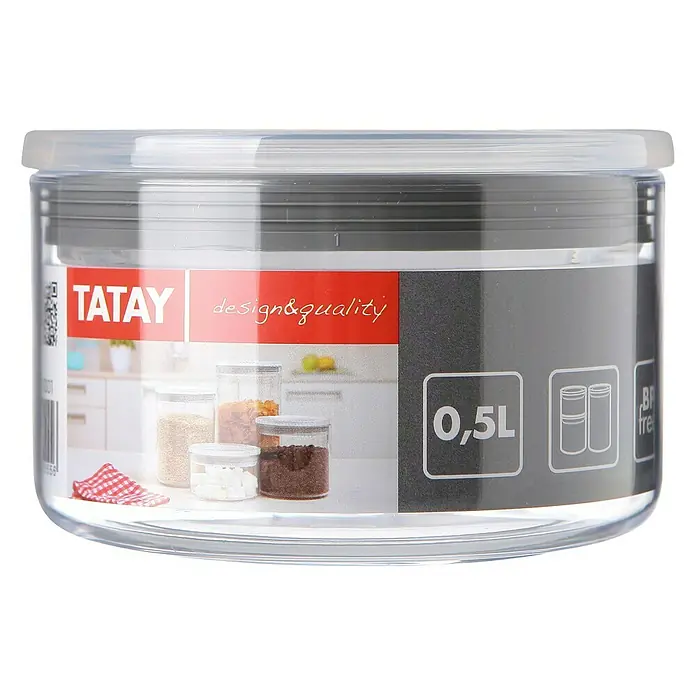 Tatay Bote de cocina 0,5L - L x An x Al: 12,5 x 12,5 x 8 cm, Transparente