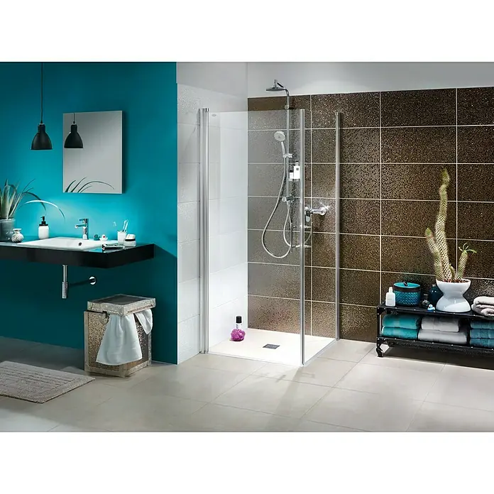 Camargue Vario Tuš stijena S6 - 80 x 195 cm, Premazano, Debljina: 6 mm, Srebrne boje - Živopisni prikaz