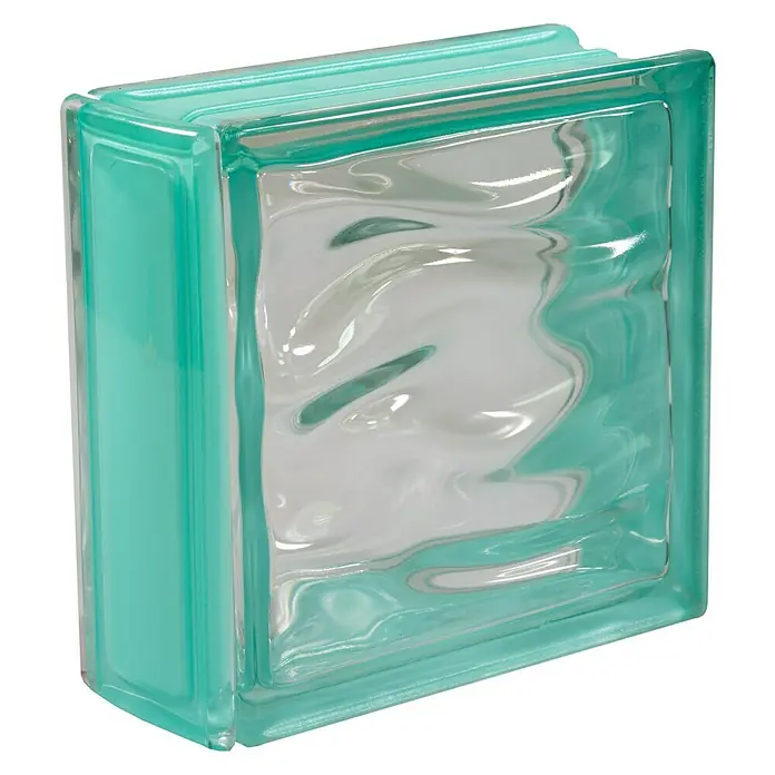 Fuchs Design Perfil de bloques de vidrio - Turquesa, 18 x 8 cm, Vidrio - Primer plano