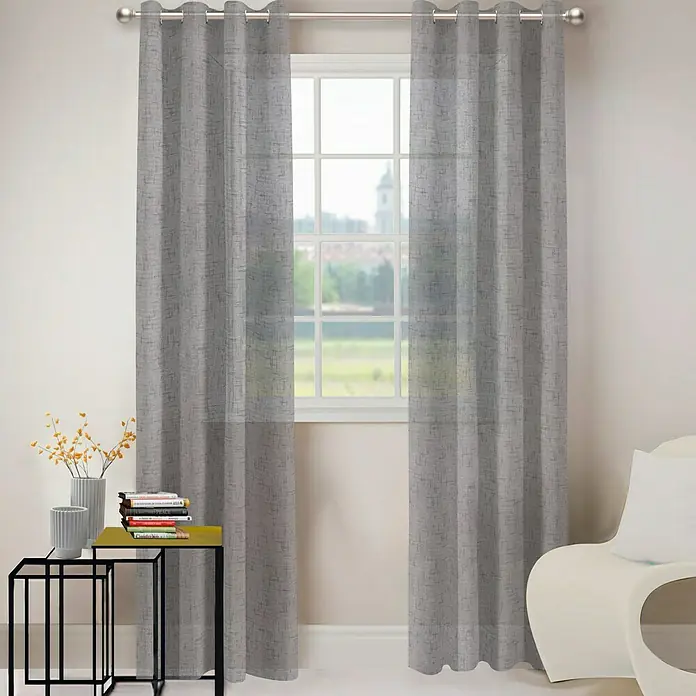 Visillo para ventana Luciole - 140 x 250 cm, 100% poliéster, Gris