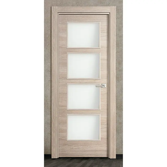 Solid Elements Puerta acristalada Roble Gris - 72,5 x 203 cm, Izquierda, Roble Gris, Macizo, Vidriera