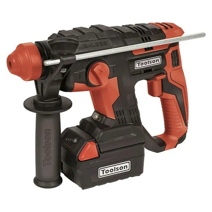 Toolson Akku-Bohrhammer - 20 V, 4 Ah, 1 Akku, Leerlaufdrehzahl: 0 U/min - 1.400 U/min, Einzelschlagstärke: 2 J - Linke Seitenansicht