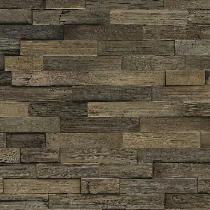 Indo Houten paneel Indo 3D Wall Charred - Teak, 500 x 200 x 10 mm, 10 panelen - Vooraanzicht