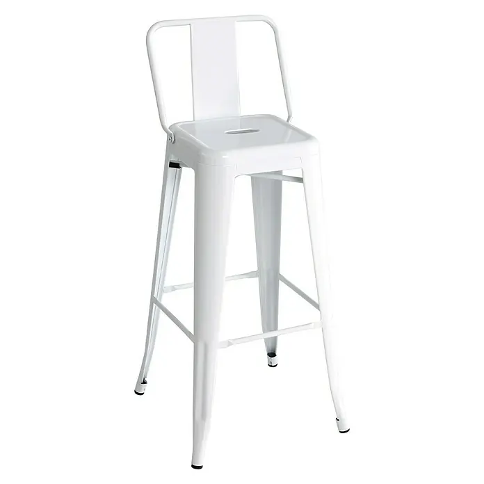 Taburete alto con respaldo - L x An x Al: 43 x 43 x 95 cm, Blanco