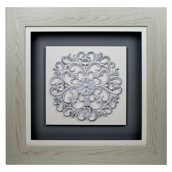 Cuadro Vitrina Montilla perla - Ornamentación redonda, An x Al: 65 x 65 cm