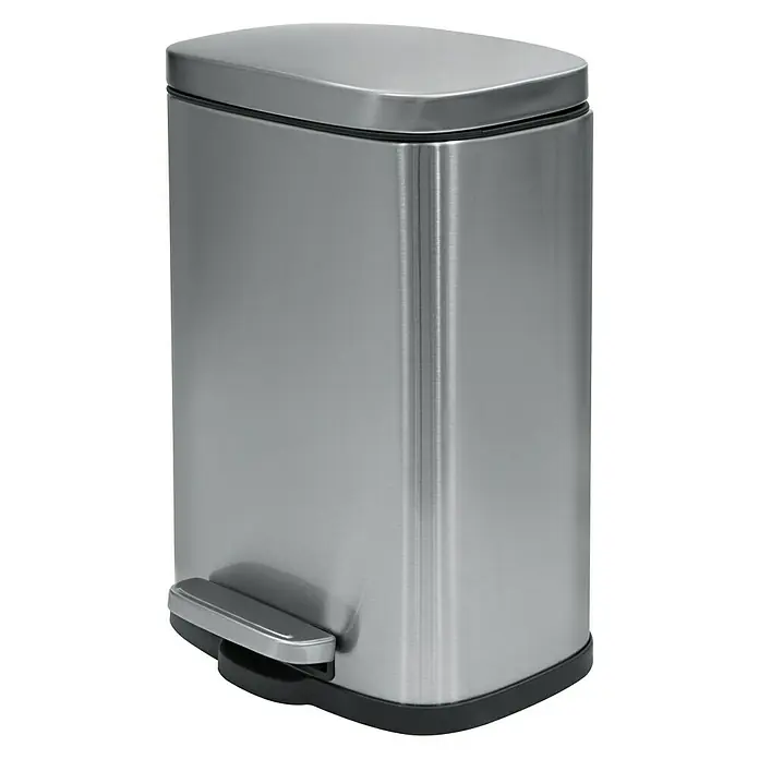 Spirella Cubo con pedal Akira - 5 l, Acero inoxidable, Rectangular, Acero inoxidable