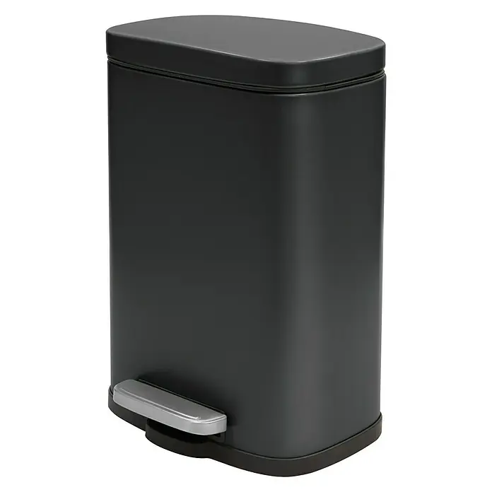 Spirella Cubo con pedal Akira - 5 l, Negro, Rectangular, Acero inoxidable