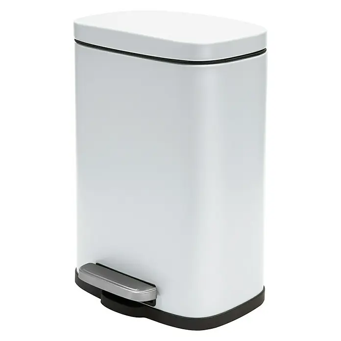 Spirella Cubo con pedal Akira - 5 l, Blanco, Rectangular, Acero inoxidable