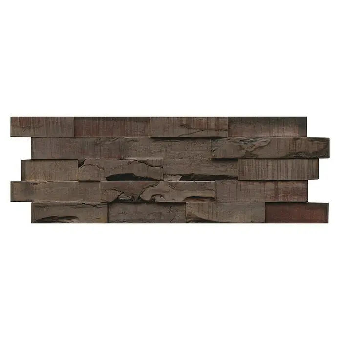 Indo Houten paneel Indo 3D Wall Slimwood Charred - Hevea, 560 x 200 x 8 mm, 9 panelen - Vooraanzicht