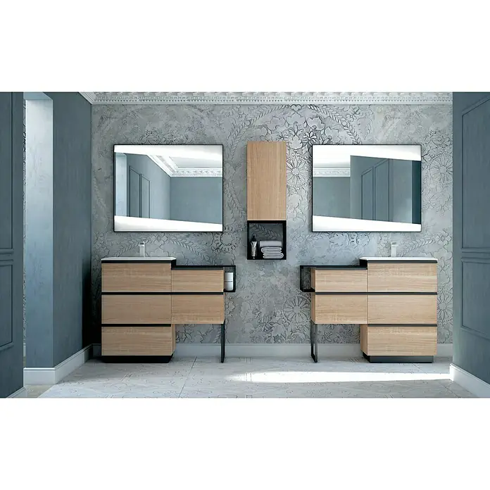 Baden Haus Qubo Sockelfuß-Set - 40 x 12 x 34 cm, Metall, Schwarz
