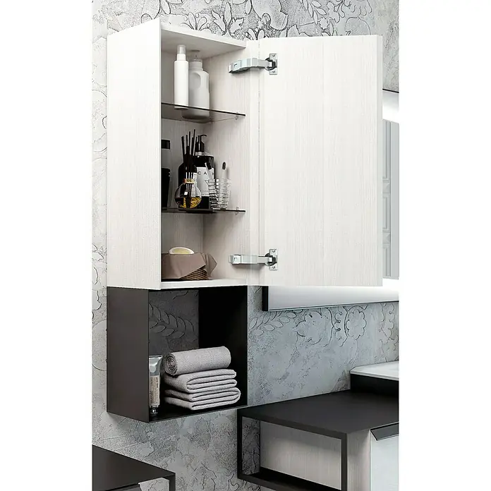 Baden Haus Qubo Hängeschrank - 25 x 35 x 70 cm, Weiß Rock