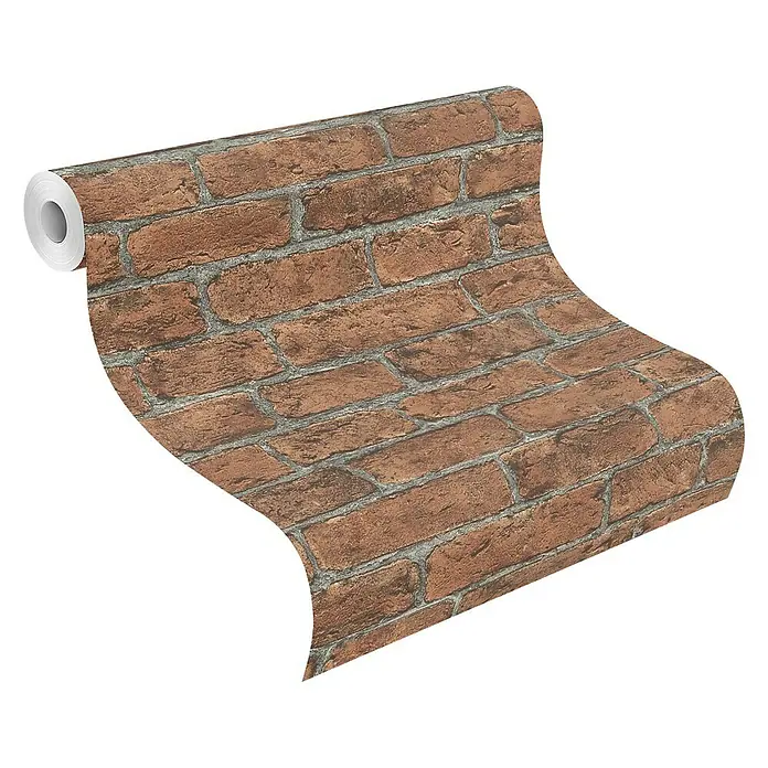 Rasch Vliestapete Stein - Rot/Grau, Steinoptik, 10,05 x 0,53 m