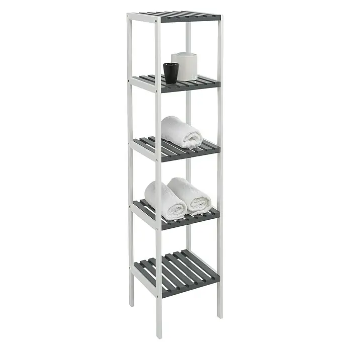 Estantería de baño Nature - L x An x Al: 30 x 34 x 140 cm, Blanco/Gris