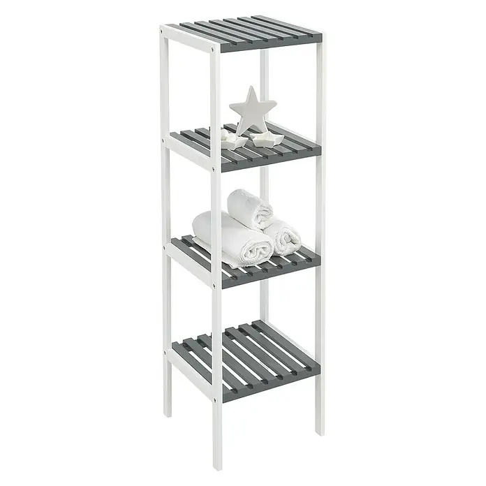 Estantería de baño Nature - L x An x Al: 30 x 34 x 110 cm, Blanco/Gris