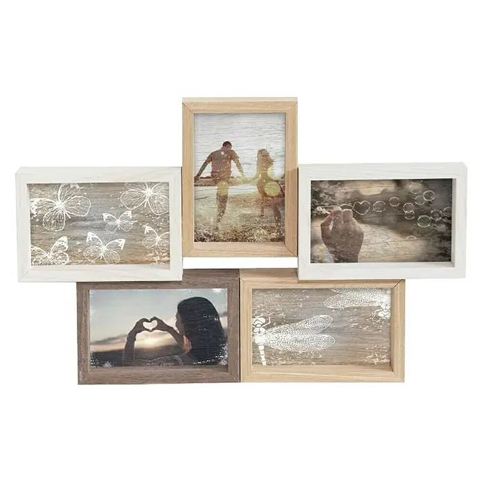 Set okvira za slike - 5 pojedinačnih okvira, 10 x 15 cm, Natur, Bijele boje - Pogled sprijeda