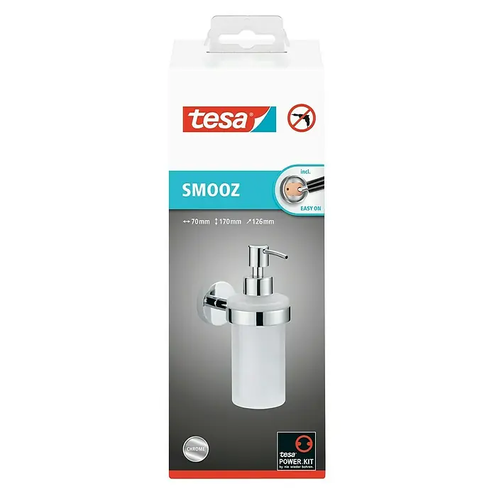 Tesa Smooz Seifenspender - Mit Halterung, Metall, Satiniert/Chrom