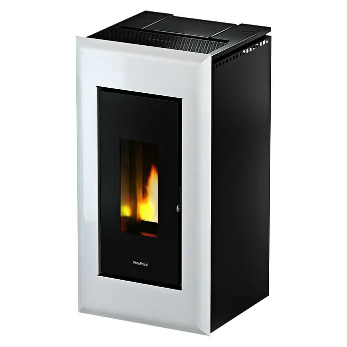 FreePoint Pelletofen Vega Airtight - 2,8 kW - 10,5 kW, Raumheizvermögen: 252 m³, Schwarz/Weiß