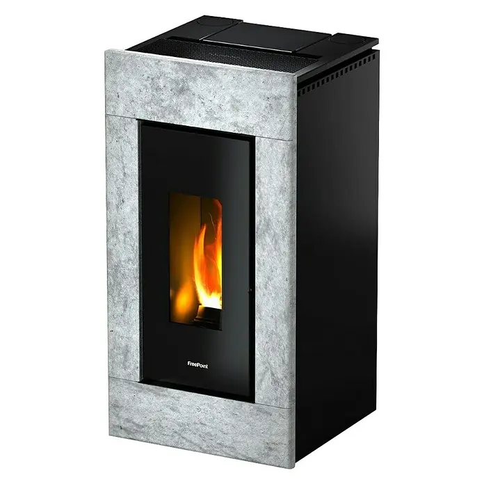 FreePoint Pelletofen Vega Stone - 2,8 kW - 10,5 kW, Raumheizvermögen: 252 m³, Verkleidung: Naturstein, Schwarz/Grau