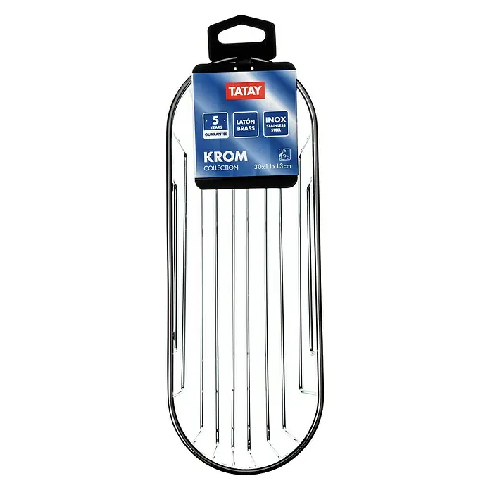 Tatay Cesta de baño oval Krom - 11 x 30 x 13 cm, Cromo